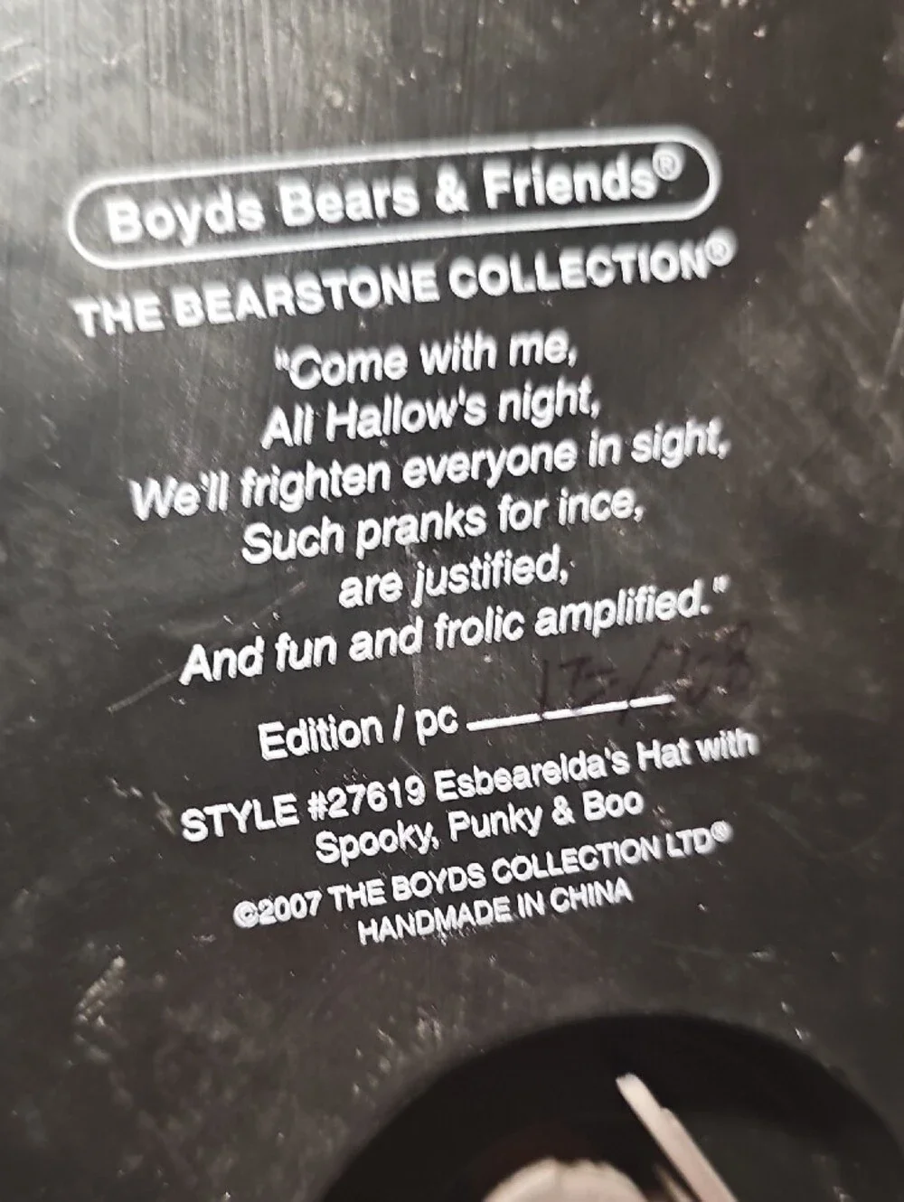 Boyds Bears Esbearedla's Hat Figurine Night Light